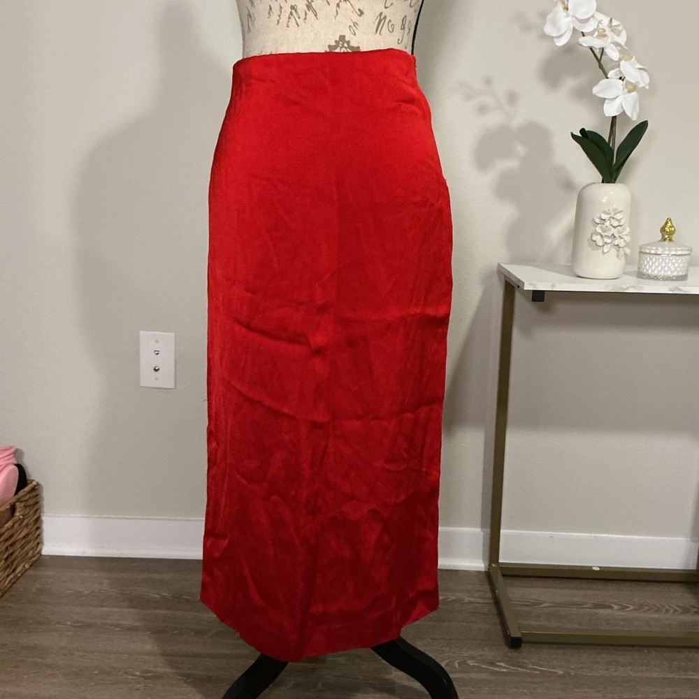 Zara Red Midi Skirt